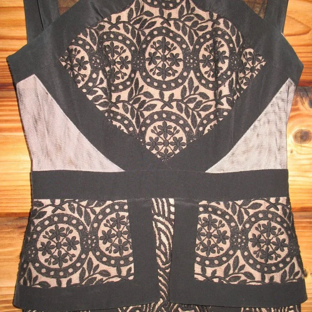 BCBG MAX AZRIA Viviana illusion lace peplum gown Black - Picture 5 of 11
